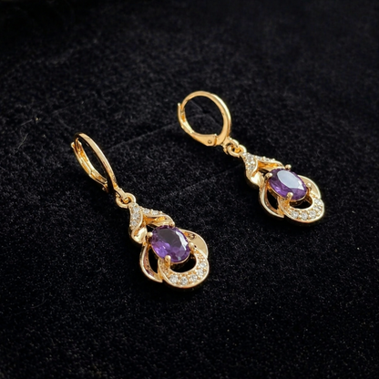 Elegant Amethyst Teardrop Rose Gold Earrings