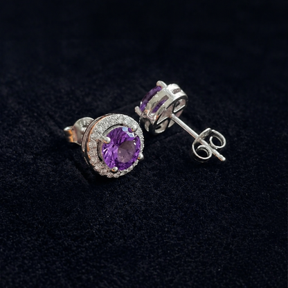 Elegant Amethyst White Gold Studs