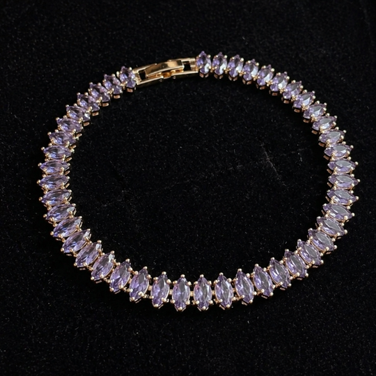 Elegant Marquise Amethyst Gold Bracelet