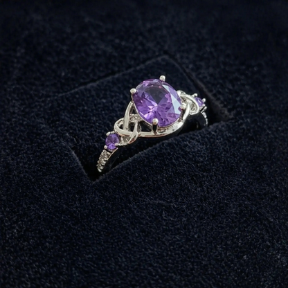 Elegant Amethyst White Gold Knot Ring