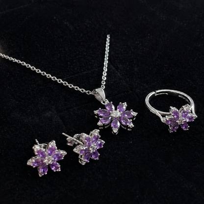 Elegant Amethyst Floral White Gold Set