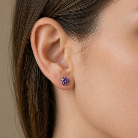 Sophisticated Amethyst White Gold Studs
