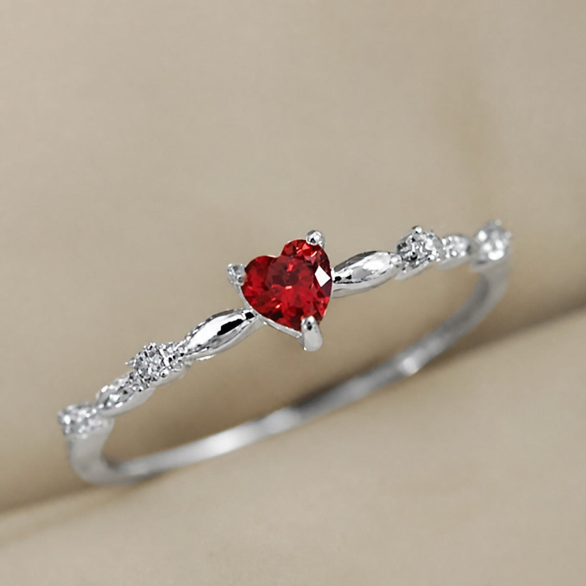 Sophisticated Ruby Gold Heart Ring