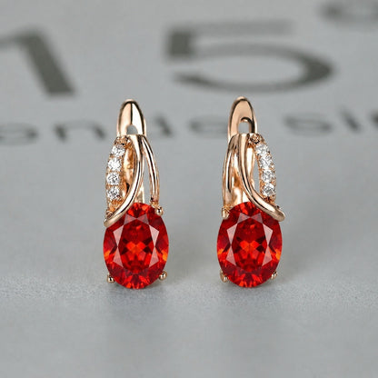 Sophisticated Ruby Glow Gold Earrings