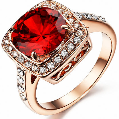 Sophisticated Ruby Halo Gold Ring