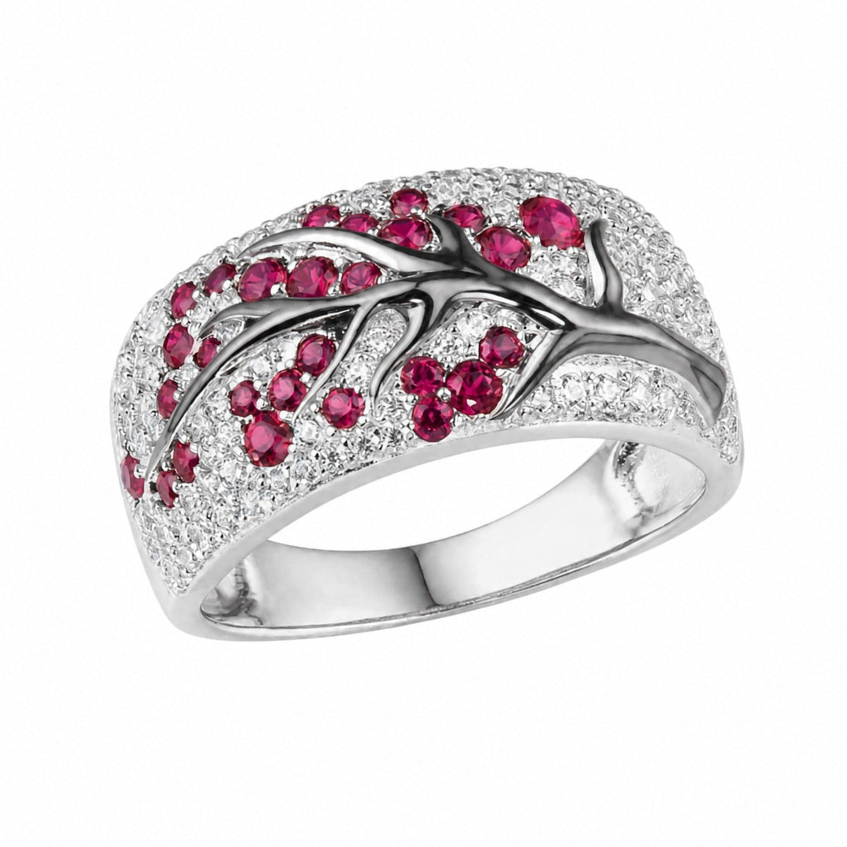 Elegant Ruby Blossom Gold Ring