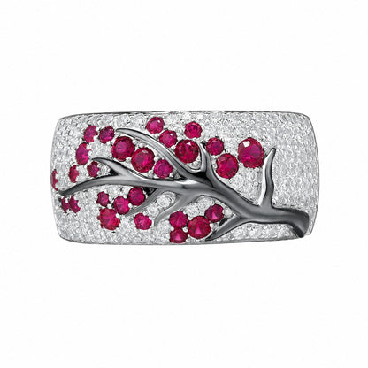 Elegant Ruby Blossom Gold Ring