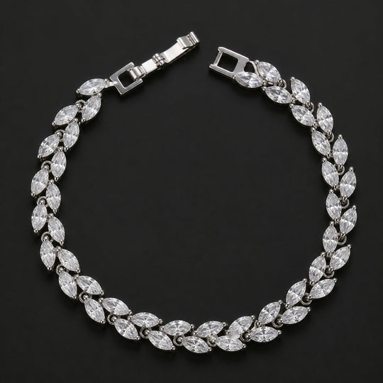 Elegant Synthetic Zircon Wheat Leaf Bracelet